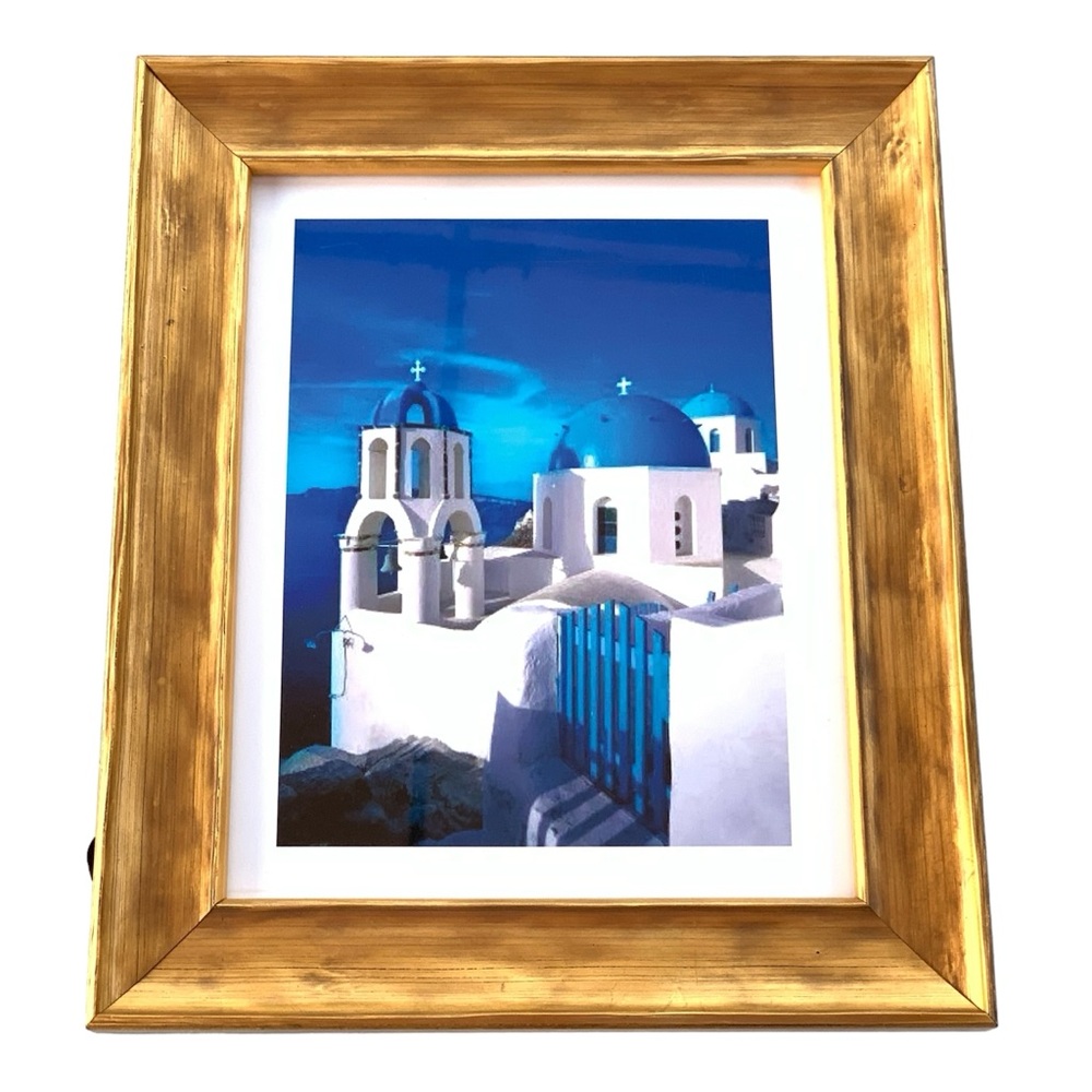 Santorini Greece Blue Domes Framed Print